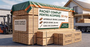 Pachet Complet Acoperiș 50 mp: Astereală, Șipcă și Cuie