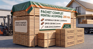Pachet Complet Acoperiș 200 mp: Astereală, Șipcă și Cuie